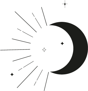 A black moon with stars